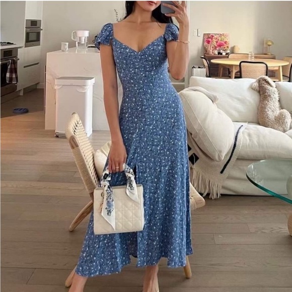 Reformation Blue Floral Midi Dress - Picture 15 of 16